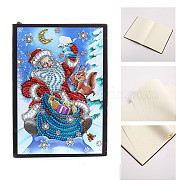 DIY Christmas Theme Diamond Painting Notebook Kits, including PU Leather Book, Resin Rhinestones, Pen, Tray Plate and Glue Clay, Santa Claus, 210x150mm(XMAS-PW0001-109I)
