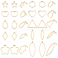 Elite 40Pcs 10 Styles Brass Hollow Geometry Stud Earrings, 40Pcs Plastic Ear Nuts, Teardrop & Triangle & Hexagon & Rhombus & Star & Flower, Golden, 15~42x7.5~25mm, 4Pcs/style(EJEW-PH0001-30)