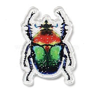 Acrylic Pendants, Beetle, Red, 46.5x31.5x2.5mm, Hole: 1mm(MACR-C031-02B-03)