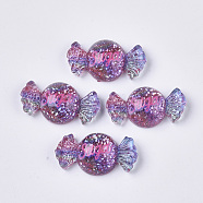 Resin Cabochons, with Glitter Sequins, Candy, Colorful, 25x13x6.5mm(CRES-N018-031A)