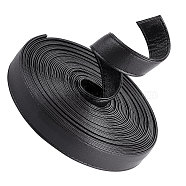 Flat PU Imitation Leather Cord, for Bag Decor, Black, 20x2~2.5mm(LC-WH0006-05C-02)