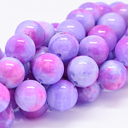 Natural Persian Jade Beads Strands, Dyed, Round, Medium Orchid, 8mm, Hole: 1.2~1.5mm, about 50pcs/strand, 16 inch(G-D434-8mm-19)