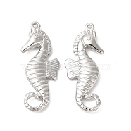 304 Stainless Steel Pendants, Sea Horse Shape Charms, Stainless Steel Color, 30x12x3.5mm, Hole: 1mm(STAS-L268-038P)