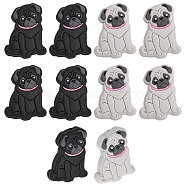 10Pcs 2 Colors Food Grade Eco-Friendly Silicone Beads, Chewing Beads For Teethers, DIY Nursing Necklaces Making, Pug Dog, Mixed Color, 31x23x9mm, Hole: 2mm, 5pcs/color(SIL-CA0002-25)