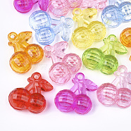 Transparent Acrylic Pendants, Faceted, Cherry, Mixed Color, 26x23x12mm, Hole: 2.5mm, about 205pcs/500g(TACR-S133-086)