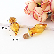 Miniature Glass Bottles, with Cork Stoppers, Empty Wishing Bottles, for Dollhouse Accessories, Jewelry Making, Hot Pepper Pattern, 29x13mm(MIMO-PW0001-035K)