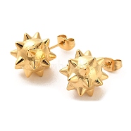 Ion Plating(IP) 304 Stainless Steel Stud Earrings for Women, Durian, Golden, 15x14.5mm(EJEW-D101-02G)