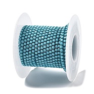 Iron Rhinestone Glass Cup Chain, with Spool, Aquamarine, 2x2~2.5x2mm, about 16.40 Feet(5m)/Roll(CH-U001-01O)