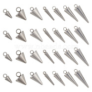 70Pcs 7 Style 304 & 201 Stainless Steel Pendants, Spike/Cone Charm, Stainless Steel Color, 6.5~18x2~7mm, Hole: 1~2mm, 10pcs/style(STAS-AR0002-06)