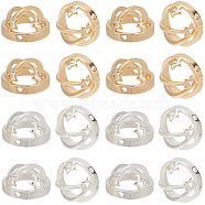 24Pcs 2 Colors Brass Bead Frame, Round Ring with Star, Platinum & Golden, 10x6mm, Hole: 1mm, 12pcs/color(KK-SC0005-39)