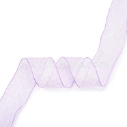 20 Yards Polyester Mesh Ribbon, Pleated Polka Dot Ribbon for Wedding, Gift, Party Decoration, Lilac, 1-5/8 inch(42mm), about 20.00 Yards(18.29m)/Roll(SRIB-P021-E01)