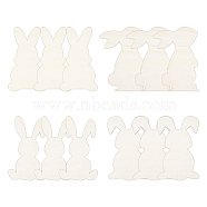 Globleland 12Pcs 4 Style Unfinished Wood Slices, Wood Cutouts, for Painting, Rabbit, Easter Theme, Blanched Almond, 25x14.3~16.4x0.2cm, 3pcs/style(WOOD-GL0001-07)