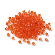 Transparent Glass Beads, Bicone, Coral, 4x4x3.5mm, Hole: 1mm, 720pcs/bag(GGLA-Z004-05F)