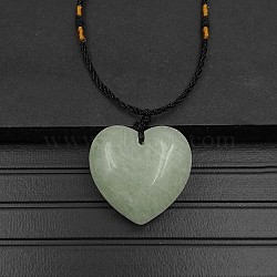 Natural Green Aventurine Pendant Necklaces, Heart, 15.75~23.62 inch(40~60cm)(XA8803-14)