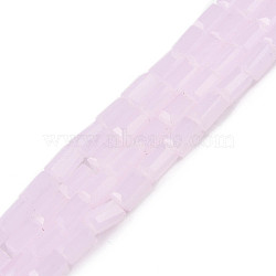 Imitation Jade Glass Beads Strands, Rectangle, Pink, 4~5x2~3x2~3mm, Hole: 0.9mm, about 93~103pcs/strand, 17.32 inch~19.09 inch(44~48.5cm)(GLAA-N052-03-B03)