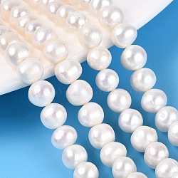 Natural Cultured Freshwater Pearl Beads Strands, Potato, Creamy White, 6~7.5mm, Hole: 0.6mm, about 54~56pcs/strand, 13.98~14.17 inch(35.5~36cm)(PEAR-N013-06R-01)