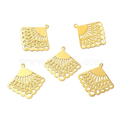 Iron Filigree Joiners, Etched Metal Embellishments, Rhombus, Golden, 27x26x0.5mm, Hole: 1.4mm(FIND-B020-13G)