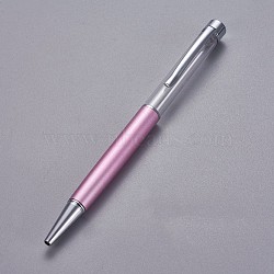 Creative Empty Tube Ballpoint Pens, with Black Ink Pen Refill Inside, for DIY Glitter Epoxy Resin Crystal Ballpoint Pen Herbarium Pen Making, Silver, Pearl Pink, 140x10mm(AJEW-L076-A14)