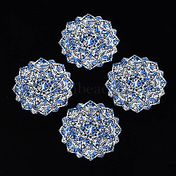 430 Stainless Steel Filigree Joiners, Spray Painted, Etched Metal Embellishments, Flower with Flower Pattern, White, 45x45x0.3mm, Hole: 1.4mm and 0.8mm.(STAS-T061-24-E04)