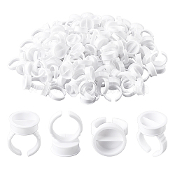 Fiber Tattoo Rings Cups, Disposable Glue Holder, Tattoo Ink Pigment Ring, Makeup Rings Palette for Eyelash Extension Nail Art, White, 2.4x1.8x1.65cm(MRMJ-WH0068-90)