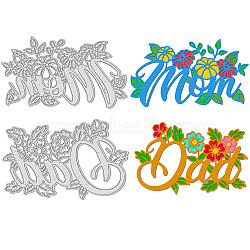 Flower Mon & Dad Carbon Steel Cutting Dies Stencils, for DIY Scrapbooking, Photo Album, Decorative Embossing Paper Card, Word, 78~83x129~136x0.8mm, 2pcs/set.(DIY-WH0309-2595)