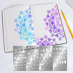 Fingerinspire 4Pcs 4 Style Mandela Element Custom 304 Stainless Steel Cutting Dies Stencils, for DIY Scrapbooking/Photo Album, Decorative Embossing, Mixed Patterns, 17.7x10.1cm(DIY-FG0002-11)