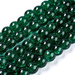 Crackle Glass Beads Strands, High Luster, Round, Green, 8x7~7.5mm, Hole: 1.5mm, about 114pcs/strand, 31.4 inch(X-CCG-Q001-8mm-A26)