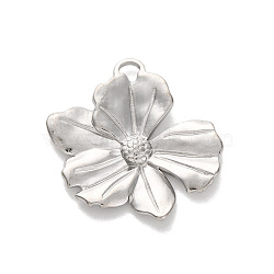 304 Stainless Steel Pendants, Flower Charm, Stainless Steel Color, 27x26x3mm, Hole: 3mm(STAS-M072-11A-P)