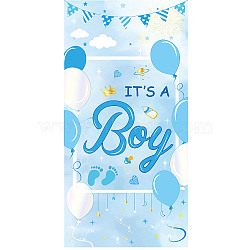 Polyester Hanging Banner Sign, Party Decoration Supplies Celebration Backdrop, Rectangle, Sky Blue, 180x90cm(AJEW-WH0190-044)