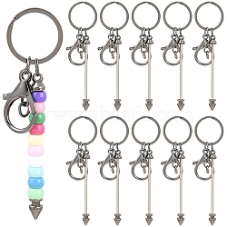 10Pcs Alloy Bar Beadable Keychain for Jewelry Making DIY Crafts, with Alloy Lobster Clasps and Iron Ring, Bullet, Gunmetal, 11.5cm(KEYC-YW0001-29B)