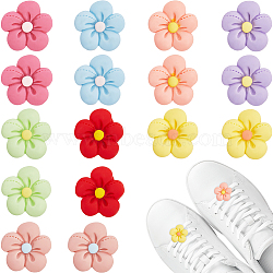 CRASPIRE 24Pcs 8 Colors Resin Shoe Decorations, Flower Shoe Buckle Clip, Mixed Color, 23~24x23~24x14mm, 3pcs/color(DIY-CP0010-15)