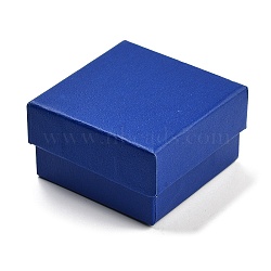 Square Jewelry Cardboard Jewelry Boxes, with Sponge, for Earring, Ring, Necklace and Bracelets Gifts Packaging, Blue, 6x6x3.4cm(CBOX-A009-01A)