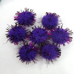 Handmade DIY Doll Craft Pom Pom Yarn Pom Pom Balls, with Metallic Cord, Indigo, 2cm, about 1000pcs/bag(FABR-PW0001-106C-11)