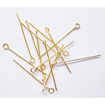 Iron Eye Pin, Cadmium Free & Lead Free, Golden, 35x0.7mm, Hole: 2mm, about 700pcs/100g