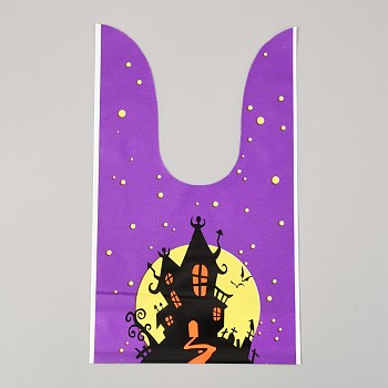 Halloween Theme Plastic Bags,  for Halloween Party Sweets Snack Gift Ornaments, Halloween Themed Pattern, 22.6x13.5cm, 50pcs/bag