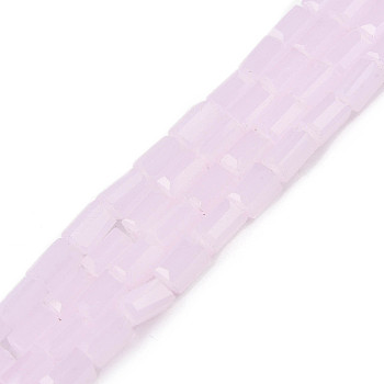 Imitation Jade Glass Beads Strands, Rectangle, Pink, 4~5x2~3x2~3mm, Hole: 0.9mm, about 93~103pcs/strand, 17.32 inch~19.09 inch(44~48.5cm)