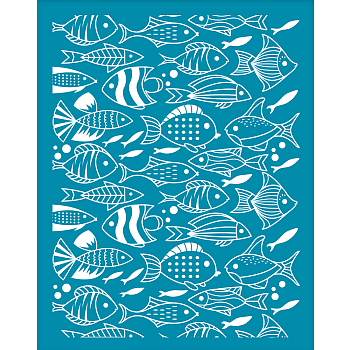 Silk Screen Printing Stencil, for Painting on Wood, DIY Decoration T-Shirt Fabric, Fish Pattern, 100x127mm