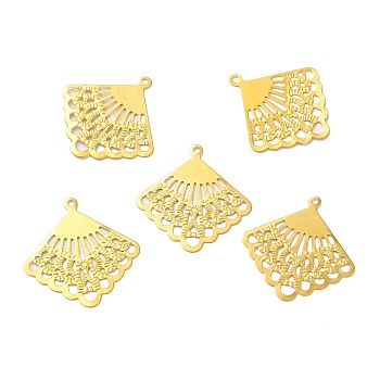 Iron Filigree Joiners, Etched Metal Embellishments, Rhombus, Golden, 27x26x0.5mm, Hole: 1.4mm