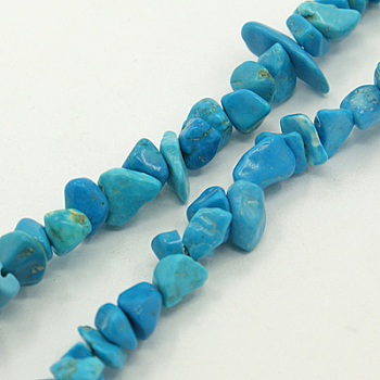 Natural Magnesite Chips Beads Strands, Dyed, 5~8mm, Hole: 0.3mm, about 32~34 inch
