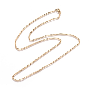 Unisex Vacuum Plating 304 Stainless Steel Curb Chain/Twisted Chain Necklaces, with Lobster Claw Clasps, Golden, 23.4 inch(59.5cm)