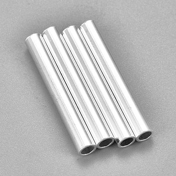 304 Stainless Steel Tube Beads, Silver, 30x7mm, Hole: 6mm