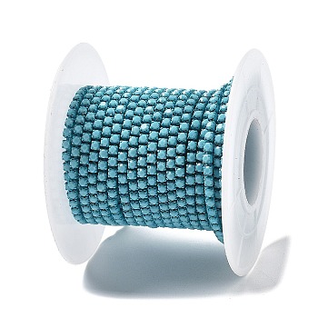 Iron Rhinestone Glass Cup Chain, with Spool, Aquamarine, 2x2~2.5x2mm, about 16.40 Feet(5m)/Roll