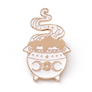 Magic Furnace Enamel Pin, Alloy Badge for Backpack Clothing, Light Gold, White, 40x26x2mm, Pin: 1mm
