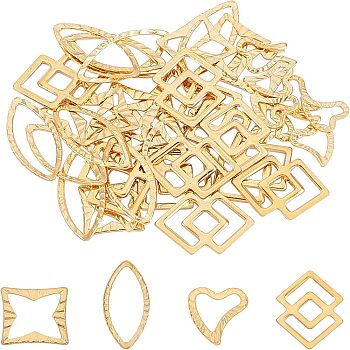 304 Stainless Steel Linking Rings, Mixed Shapes, Golden, 40pcs/Box