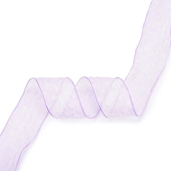 20 Yards Polyester Mesh Ribbon, Pleated Polka Dot Ribbon for Wedding, Gift, Party Decoration, Lilac, 1-5/8 inch(42mm), about 20.00 Yards(18.29m)/Roll