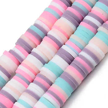 Handmade Polymer Clay Beads Strands, for DIY Jewelry Crafts Supplies, Heishi Beads, Disc/Flat Round, Rosy Brown, 6x0.5~1mm, Hole: 1.8mm, about 320~447pcs/strand, 15.75 inch~16.14 inch(40~41cm)