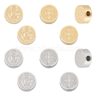 Golden & Stainless Steel Color Flat Round 304 Stainless Steel Stopper Beads