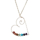 Natural & Synthetic Mixed Gemstone Beaded Alloy Heart Pendant Necklace(NJEW-JN04574)-1