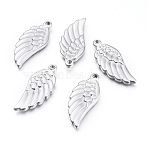Tarnish Resistant 304 Stainless Steel Pendants, Wing, Stainless Steel Color, 35x14.5x3.5mm, Hole: 2.5mm(STAS-F240-04P)