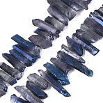 Spray Painted Electroplate Natural Quartz Crystal Points Beads Strands, Nuggets, Faceted, 15~50x3~16x3~15mm, Hole: 0.5~1mm, about 36~38pcs/strand, 14.96~17.13 inch(38~43.5cm)(G-Q610-02A)